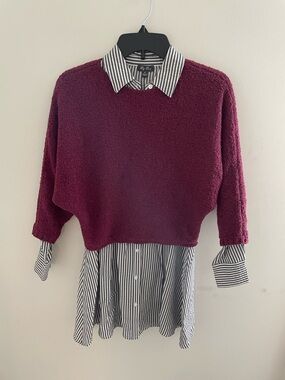 Lily Rose Long Sleeve Seersucker Striped Dress with Sweater